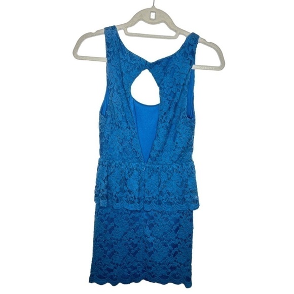 Antropologie Pins and Needles Lace Peplum Dress Blue Size Small - Picture 6 of 7